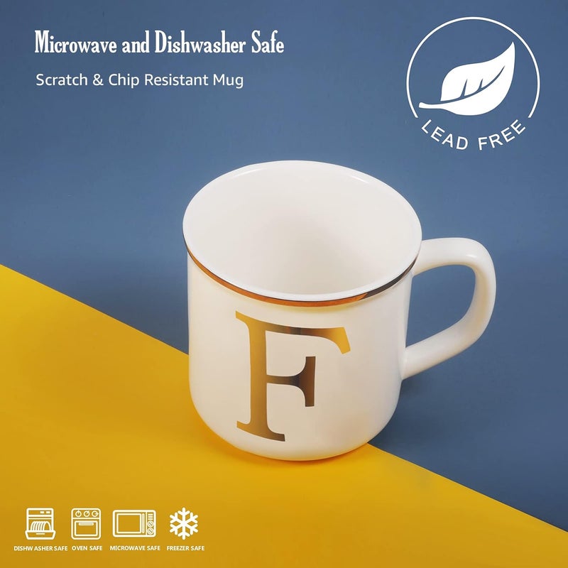 Miicol Ceramic Coffee Mug 16 oz, Monogram Coffee Cup, Golden Initial Tea Mug, Personalized Tea Cup, Unique Gift, Large Mug for Home, Office, Letter F - Image 5